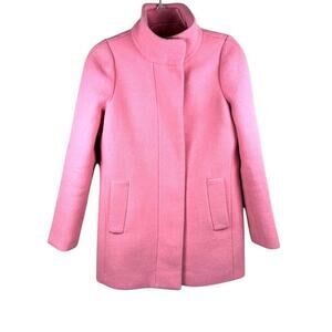 J.Crew Mercantile Wool Blend Pink Coat Size 0 | Funnel Neck Zip Front